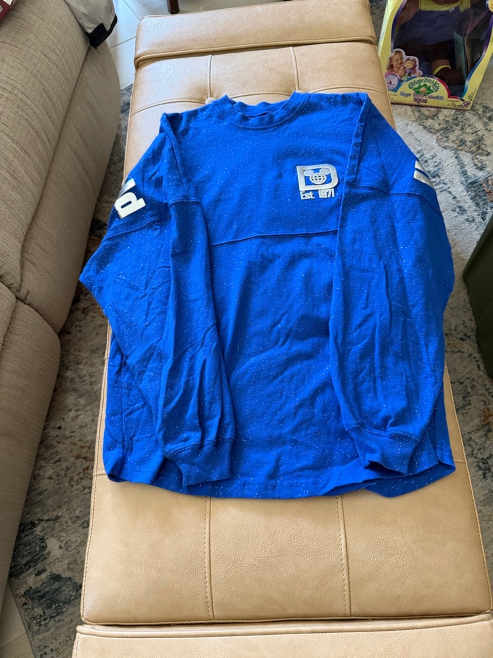 Disney Royal Blue Long Sleeve Spirit Jersey with Silver Logo small
